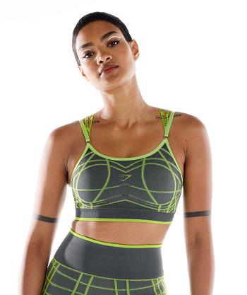 Sujetadores Deportivos Gymshark Wtflex Linear Seamless Mujer Gris Verde Gris Claro | CO 2184BEX